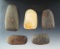 Nice set of 5 Celts, 3 found in Indiana, 1 found in Texas and a shell Celt found in Florida.