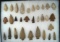 Nice selection of 29 East Coast arrowheads, largest is 3 5/8