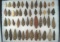 Group of approximately 48 assorted arrowheads found in New Jersey, largest is 3 1/8