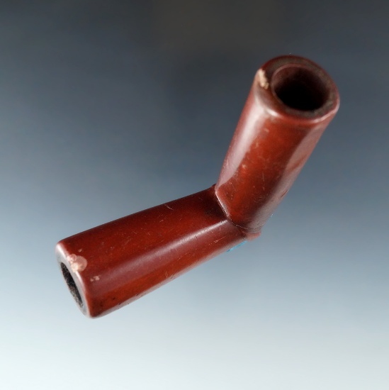 Nice! 3 1/8" circa 1800s Catlinite Pipe found in the Plains region, broken and glued near elbow.