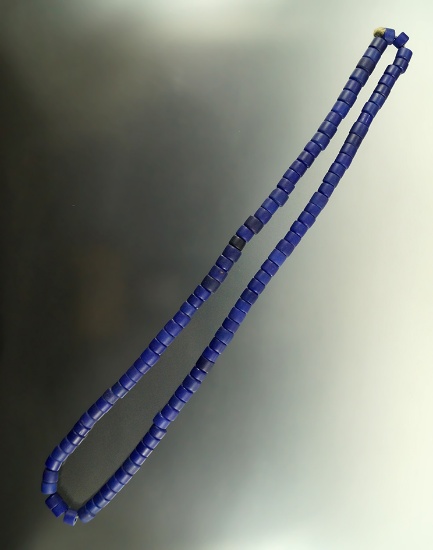 24" Strand of old blue glass beads.