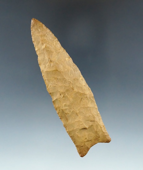 Excellent flaking and style on this 3 5/8" Fluted Paleo Lanceolate found in Union Co., Ohio.