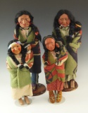 Set of 4 Skookum Dolls in good condition, circa 1930's-1950's. Largest is 14