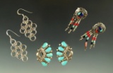 Three sets of attractive earrings in excellent condition.