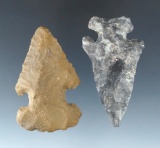 Pair of Ohio Archaic Thebes Bevels found in Richland and Belmont counties. Largest is 2 5/8