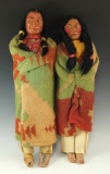 Large pair of Male and Female Skookum Dolls, largest is 17