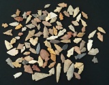 Large group of approx. 100 mostly undamaged arrowheads found in Texas, largest is 2 11/16