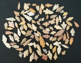 Group of approx. 100 assorted mostly undamaged arrowheads found in eastern Texas. Largest is 3