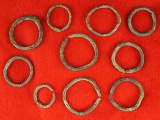 Set of 10 Copper Wire Rings, largest is 1 1/8