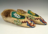 Great Lakes Moccasins that are in very nice condition and show influence of prairie tribes.