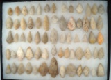 Large group of approximately 65 Quartz arrowheads - eastern seaboard. Largest is 3 1/16