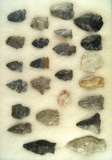 Group of approximately 24 assorted arrowheads found in Morrow/Knox County Ohio.