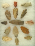 Group of 15 assorted Ohio artifacts, largest is 3 1/8