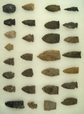 Group of 29 assorted arrowheads from the East Steubenville site collected by M. W. Zack. Ex. Bell.