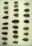 Group of 25 assorted arrowheads found the East Steubenville site collected by M. W. Zack. Ex. Bell.