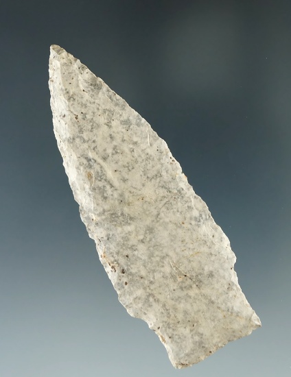 3" Paleo Stemmed Lanceolate made from heavily patinated Flint found in Knox Co., Ohio.