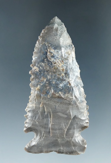 Nicely serrated 2 13/16" Stillwell with a restored tip made from Hornstone,, found in Ohio.