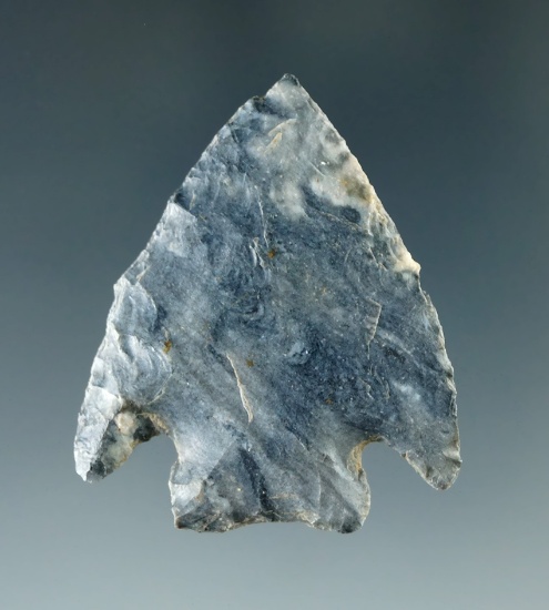 1 3/4" classic style Pentagonal point made from attractive blue Coshocton Flint found in Ohio.
