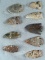 Set of 9 Assorted Ohio Arrowheads, largest is 2 1/8