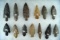 Group of 13 Archaic and Adena Points and Knives found in Ohio and Kentucky, largest is 3 5/16