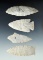 Set of 4 Midwestern Arrowheads, largest is 3 5/8