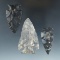 Set of 3 Intrusive Mount Points made from Coshocton Flint, largest is 2 1/2
