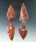 Set of 4 beautifully colored Red Arrowheads, largest is 3