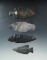 Set of 4 Coshocton Flint Arrowheads found in Ohio, largest is a 3 3/8