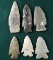 Set of 6 Assorted Ohio Arrowheads, largest is 3