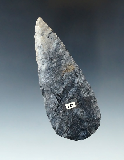3 15/16" Knife made from nicely mottled Coshocton Flint, found in Mercer Co., Ohio.