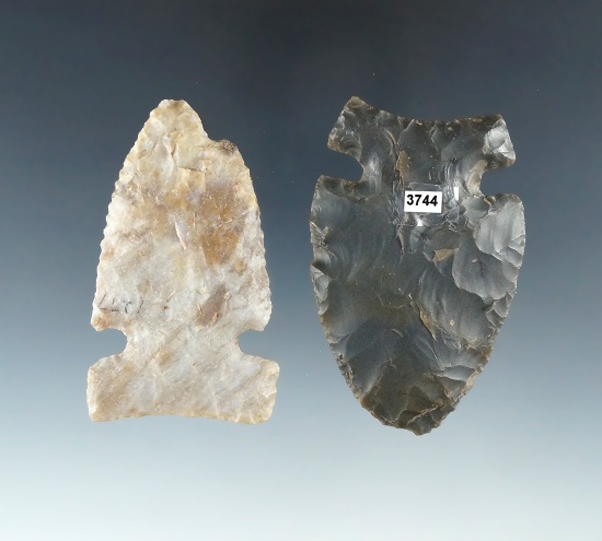 Pair of Sidenotch Arrowheads found in Montgomery Co., Ohio, both around 2 1/2".