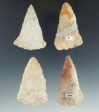 Set of 4 Flint Blades found in Ohio, largest is 2 1/2