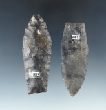 Pair of Paleo Lanceolates found in Ohio and made from Coshocton Flint, largest is 3