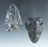 Pair of Archaic Thebes Bevels made from Coshocton Flint and found in Ohio, largest is 2 3/16