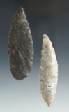 Pair of Leaf Shaped Flint Knives found in Ohio, largest is 3 9/16