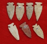Set of 7 Jack's Reef Points found in Ohio, largest is 1 13/16