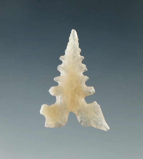 Museum! Excellent serrations - unique 15/16" Toyah point made from translucent chalcedony.