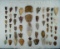 Large group of approx 65 assorted points, knives & scrapers found in Kansas prior to 1965.