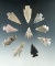 Set of 10 assorted arrowheads, largest is 1 3/4
