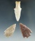 Set of three assorted arrowheads found in the Western U. S. In very nice condition.