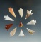 Set of 10 assorted Columbia River Gempoints found by Kaye Don Bruce in the 1960s.