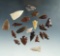 Set of 20 assorted arrowheads found in Nevada, largest is 1 5/16
