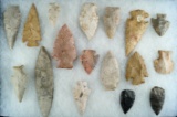Set of 17 assorted Flint points and knives found in the Kansas/Missouri area. Largest is 4 1/2