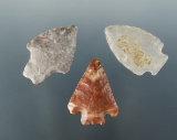 Set of three nice arrowheads found near the Columbia River, largest is 1 3/8