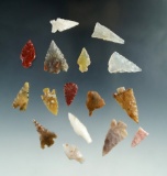 Set of 16 assorted arrowheads found in Nevada, largest is 1 3/16