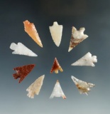 Set of 10 assorted Columbia River Gempoints found by Kaye Don Bruce in the 1960s.