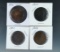 1816, 1819, 1851 and 1854 US Large Cents Cull-VG Details