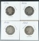 4 Barber Silver Quarters 1892, 1903, 1907 and1910 G