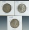 3 Walking Liberty Silver Half Dollars 1941, 1943 and 1945 XF
