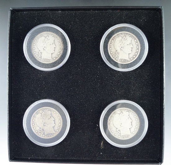 1911-D, 1912-D, 1913-D and 1915-D Barber Half Dollars G in Holder